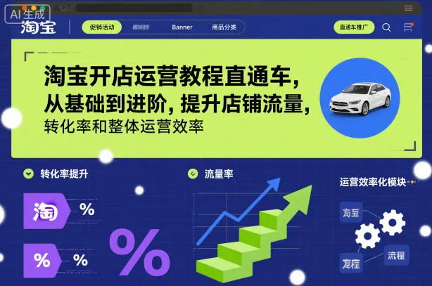 淘宝开店运营教程直通车，从基础到进阶，提升店铺流量，转化率和整体运营效率（更新26年07月11日）mc69.cn - 副业项目分享,互联网学习资源,考公考研资料,虚拟资料与创业思路天璇笔记网