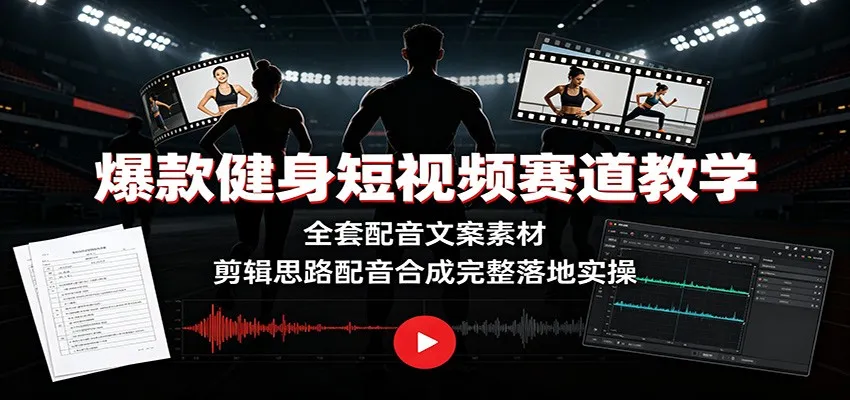 爆款健身短视频赛道教学：全套配音文案素材，剪辑思路配音合成完整落地实操mc69.cn - 副业项目分享,互联网学习资源,考公考研资料,虚拟资料与创业思路天璇笔记网