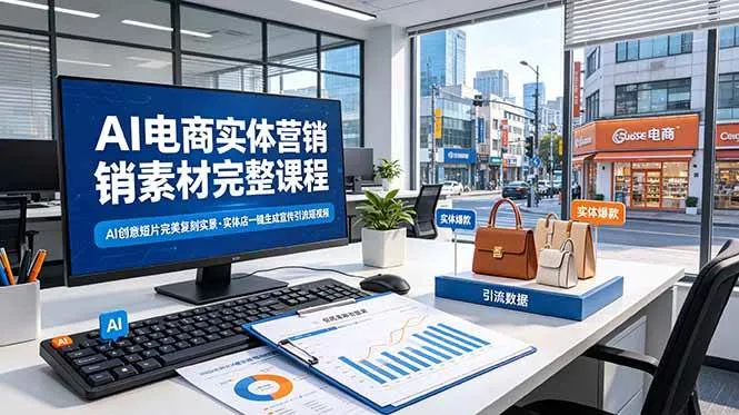 （19076期）AI电商实体营销素材完整课程，AI创意短片完美复刻实景，实体店一键生成宣传引流短视频mc69.cn - 副业项目分享,互联网学习资源,考公考研资料,虚拟资料与创业思路天璇笔记网