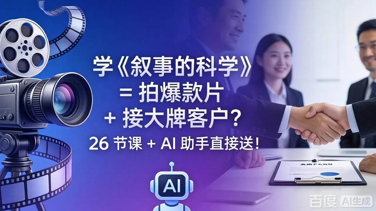 （18302期）学《叙事的科学》= 拍爆款片 + 接大牌客户？26 节课 + AI 助手直接送！mc69.cn - 副业项目分享,互联网学习资源,考公考研资料,虚拟资料与创业思路天璇笔记网
