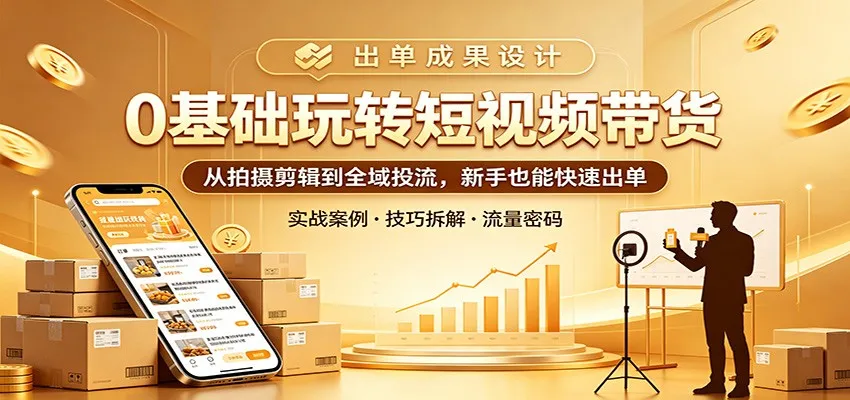 0基础玩转短视频带货：从拍摄剪辑到全域投流，新手也能快速出单mc69.cn - 副业项目分享,互联网学习资源,考公考研资料,虚拟资料与创业思路天璇笔记网