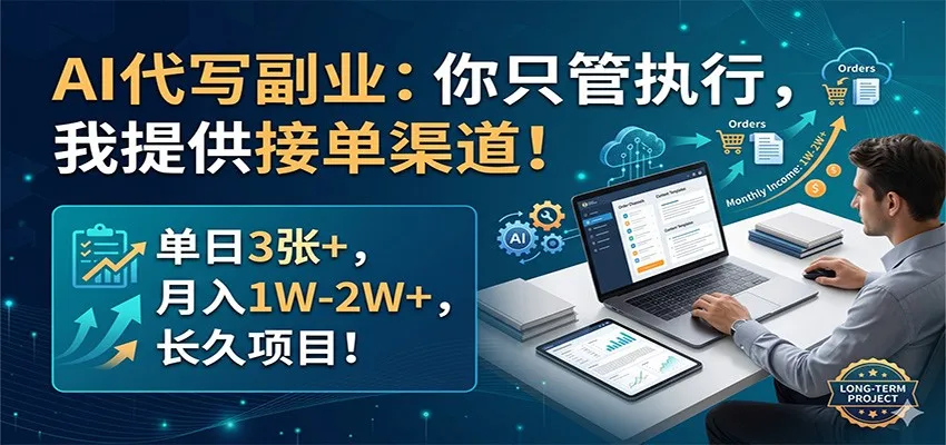 AI代写副业：你只管执行，我提供接单渠道！单日3张+，月入1W-2W+，长久项目mc69.cn - 副业项目分享,互联网学习资源,考公考研资料,虚拟资料与创业思路天璇笔记网