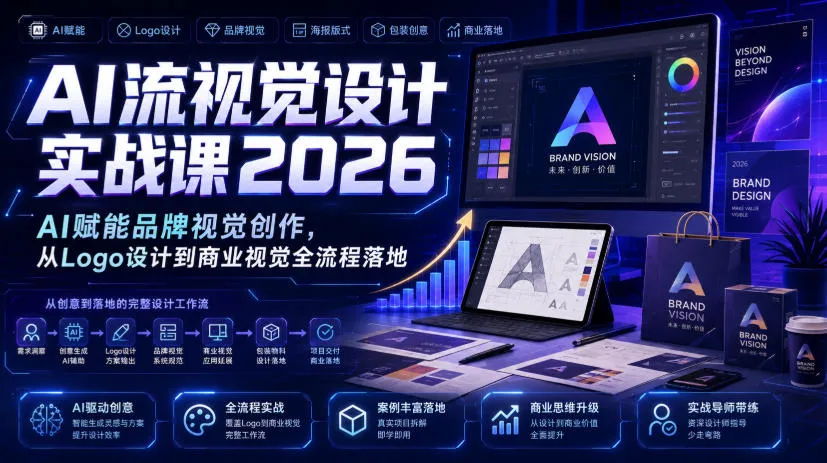 AI流视觉设计实战课2026：AI赋能品牌视觉创作，从Logo设计到商业视觉全流程落地mc69.cn - 副业项目分享,互联网学习资源,考公考研资料,虚拟资料与创业思路天璇笔记网