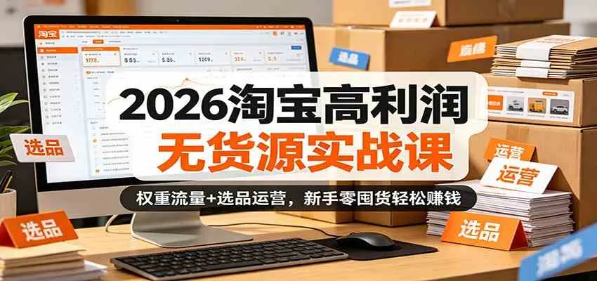 2026淘宝高利润无货源实战课：权重流量+选品运营，新手零囤货轻松赚钱mc69.cn - 副业项目分享,互联网学习资源,考公考研资料,虚拟资料与创业思路天璇笔记网