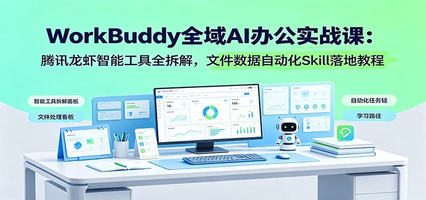 WorkBuddy全域AI办公实战课：腾讯龙虾智能工具全拆解，文件数据自动化Skill落地教程mc69.cn - 副业项目分享,互联网学习资源,考公考研资料,虚拟资料与创业思路天璇笔记网