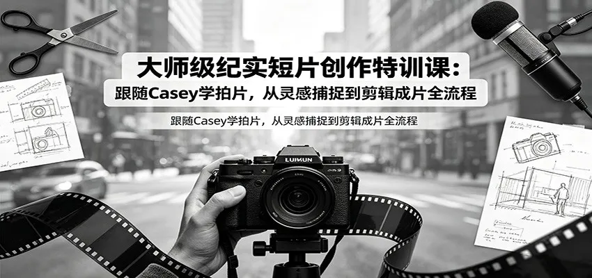 大师级纪实短片创作特训课：跟随Casey学拍片，从灵感捕捉到剪辑成片全流程mc69.cn - 副业项目分享,互联网学习资源,考公考研资料,虚拟资料与创业思路天璇笔记网