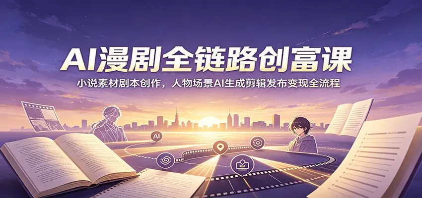 AI漫剧全链路创富课：小说素材剧本创作，人物场景AI生成剪辑发布变现全流程mc69.cn - 副业项目分享,互联网学习资源,考公考研资料,虚拟资料与创业思路天璇笔记网