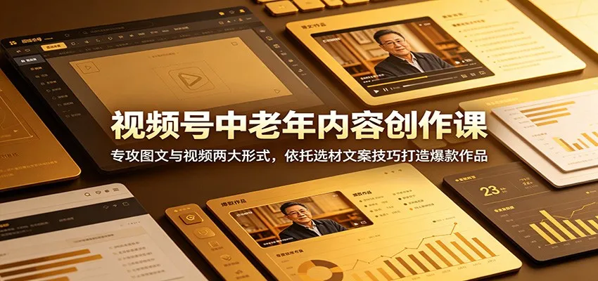 视频号中老年内容创作课：专攻图文与视频两大形式，依托选材文案技巧打造爆款作品mc69.cn - 副业项目分享,互联网学习资源,考公考研资料,虚拟资料与创业思路天璇笔记网