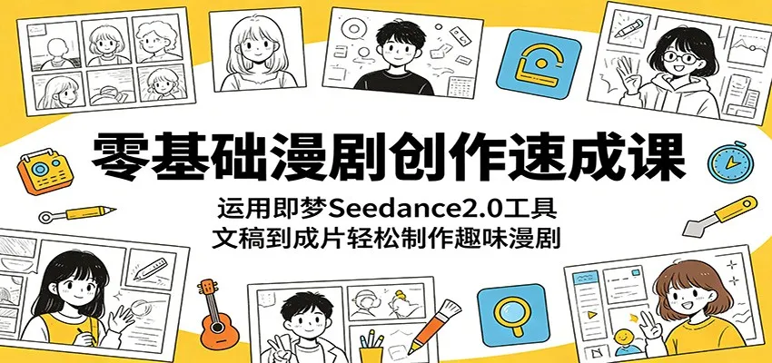 零基础漫剧创作速成课：运用即梦Seedance2.0工具，文稿到成片轻松制作趣味漫剧mc69.cn - 副业项目分享,互联网学习资源,考公考研资料,虚拟资料与创业思路天璇笔记网