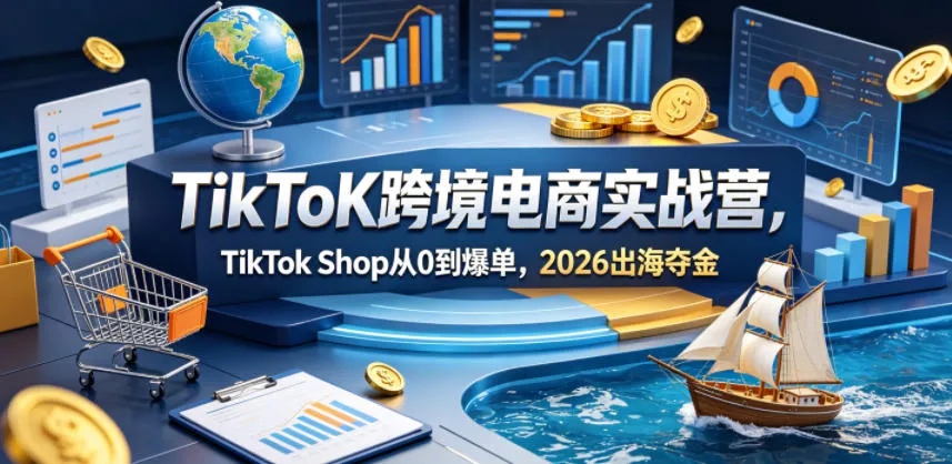 TikToK跨境电商实战营，TikTok Shop从0到爆单，2026出海夺金mc69.cn - 副业项目分享,互联网学习资源,考公考研资料,虚拟资料与创业思路天璇笔记网