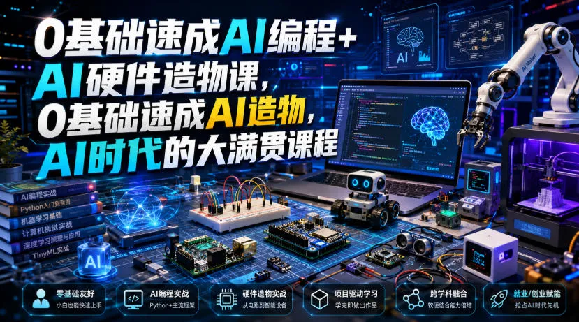 0基础速成AI编程+AI硬件造物课，0基础速成AI造物，AI时代的大满贯课程mc69.cn - 副业项目分享,互联网学习资源,考公考研资料,虚拟资料与创业思路天璇笔记网