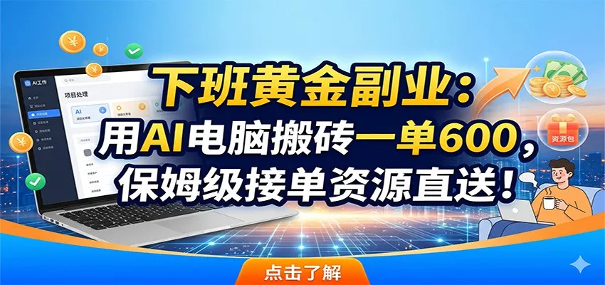 下班黄金副业：用AI电脑搬砖一单600，保姆级接单资源直送！mc69.cn - 副业项目分享,互联网学习资源,考公考研资料,虚拟资料与创业思路天璇笔记网