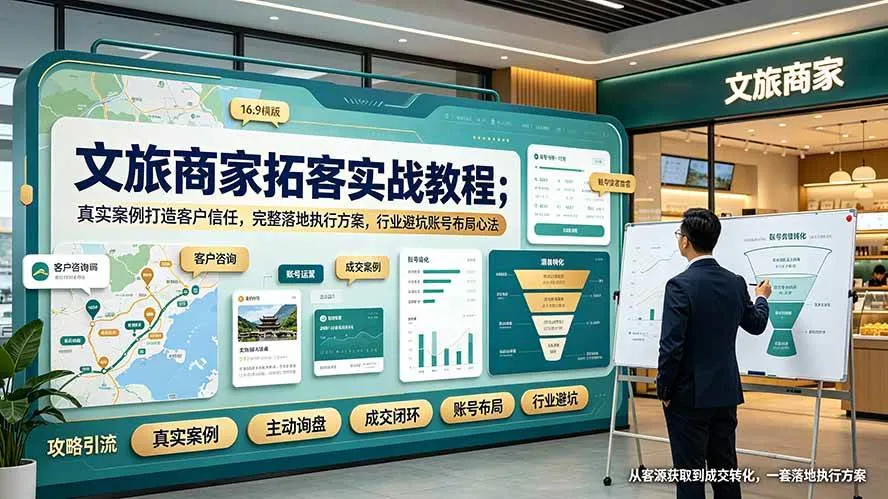 （19273期）文旅商家拓客实战教程；真实案例打造客户信任，完整落地执行方案，行业避坑账号布局心法mc69.cn - 副业项目分享,互联网学习资源,考公考研资料,虚拟资料与创业思路天璇笔记网