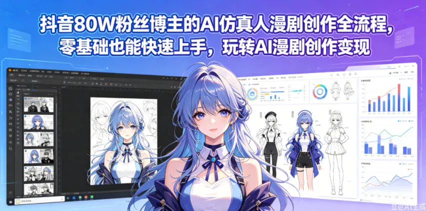 抖音80W粉丝博主的AI仿真人漫剧创作全流程，零基础也能快速上手，玩转AI漫剧创作变现mc69.cn - 副业项目分享,互联网学习资源,考公考研资料,虚拟资料与创业思路天璇笔记网