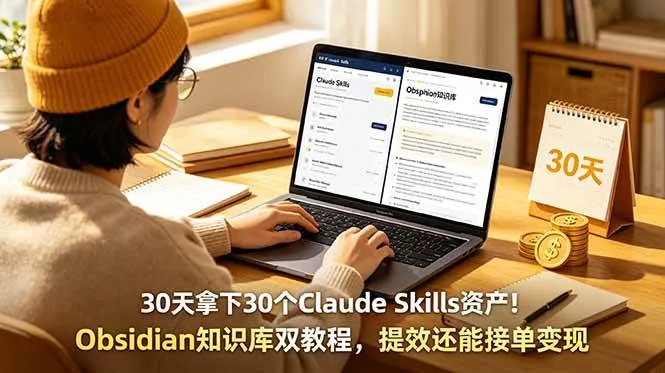 （18886期）30天拿下30个Claude Skills资产！Obsidian知识库双教程，提效还能接单变现mc69.cn - 副业项目分享,互联网学习资源,考公考研资料,虚拟资料与创业思路天璇笔记网