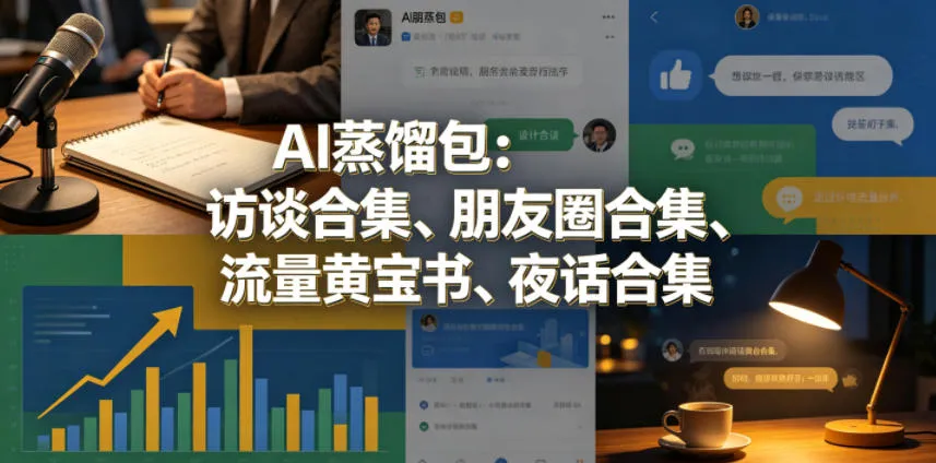 AI蒸馏包：访谈合集、朋友圈合集、流量黄宝书、夜话合集【文档】mc69.cn - 副业项目分享,互联网学习资源,考公考研资料,虚拟资料与创业思路天璇笔记网