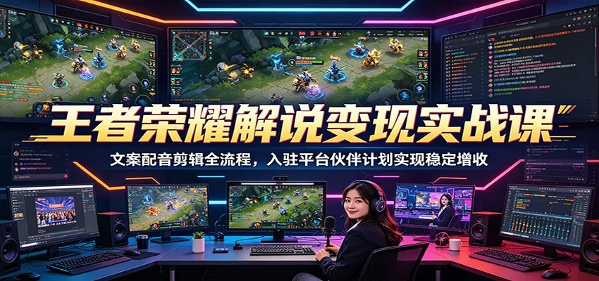 王者荣耀解说变现实战课：文案配音剪辑全流程，入驻平台伙伴计划实现稳定增收mc69.cn - 副业项目分享,互联网学习资源,考公考研资料,虚拟资料与创业思路天璇笔记网