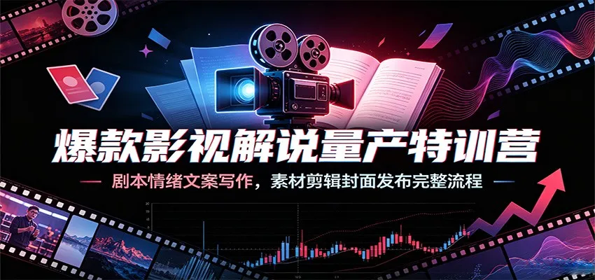 爆款影视解说量产特训营:剧本情绪文案写作,素材剪辑封面发布完整流程 爆款影视解说量产特训营:剧本情绪文案写作,素材剪辑封面发布完整流程