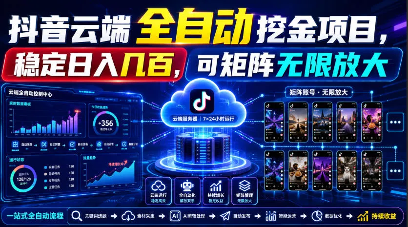 Dy云端全自动挖金项目，稳定日入几百，可矩阵无限放大！【揭秘】mc69.cn - 副业项目分享,互联网学习资源,考公考研资料,虚拟资料与创业思路天璇笔记网