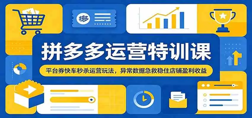 拼多多运营特训课：平台券快车秒杀运营玩法，异常数据急救稳住店铺盈利收益mc69.cn - 副业项目分享,互联网学习资源,考公考研资料,虚拟资料与创业思路天璇笔记网