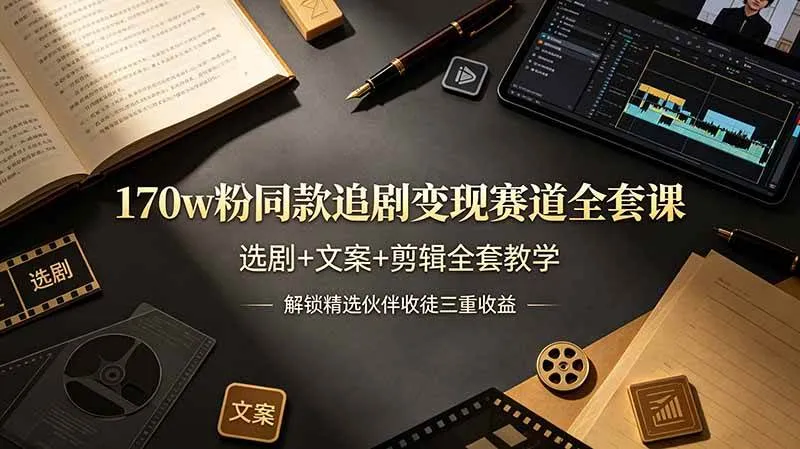 （19168期）170w粉博主同款追剧变现赛道全套课-更新，选剧+文案+剪辑全套教学，解锁精选伙伴收徒三重收益mc69.cn - 副业项目分享,互联网学习资源,考公考研资料,虚拟资料与创业思路天璇笔记网