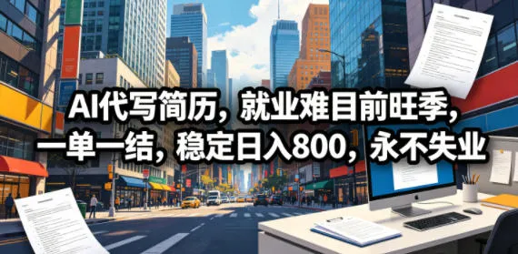 AI代写简历，就业难目前旺季，一单一结，稳定日入800，永不失业mc69.cn - 副业项目分享,互联网学习资源,考公考研资料,虚拟资料与创业思路天璇笔记网