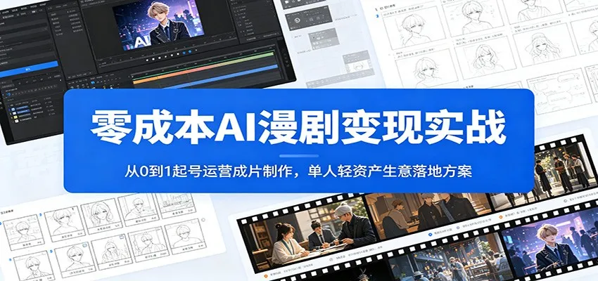 零成本AI漫剧变现实战:从0到1起号运营成片制作,单人轻资产生意落地方案 零成本AI漫剧变现实战:从0到1起号运营成片制作,单人轻资产生意落地方案