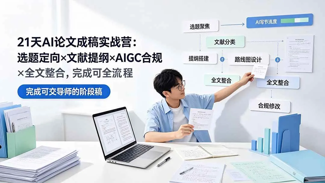 （19334期）21天AI论文成稿实战营：选题定向×文献提纲×AIGC合规×全文整合，完成可交导师的阶段稿mc69.cn - 副业项目分享,互联网学习资源,考公考研资料,虚拟资料与创业思路天璇笔记网