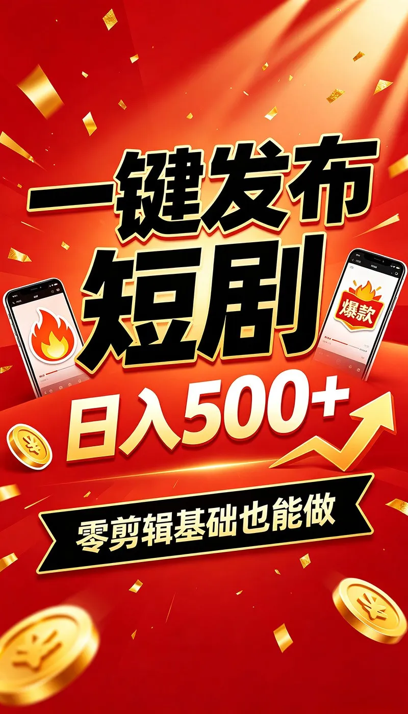 快手短剧一键发布，不用剪辑操作简单，副业日入500+。空闲时间轻松赚收益mc69.cn - 副业项目分享,互联网学习资源,考公考研资料,虚拟资料与创业思路天璇笔记网