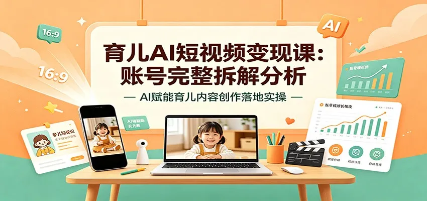 育儿AI短视频变现课：账号完整拆解分析，AI赋能育儿内容创作落地实操mc69.cn - 副业项目分享,互联网学习资源,考公考研资料,虚拟资料与创业思路天璇笔记网