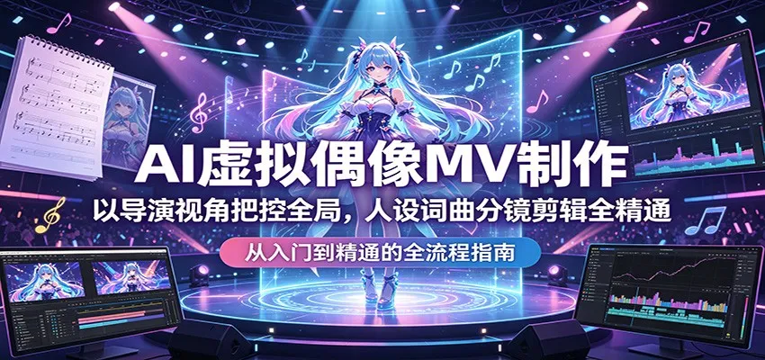 AI虚拟偶像MV制作：以导演视角把控全局，人设词曲分镜剪辑全精通mc69.cn - 副业项目分享,互联网学习资源,考公考研资料,虚拟资料与创业思路天璇笔记网