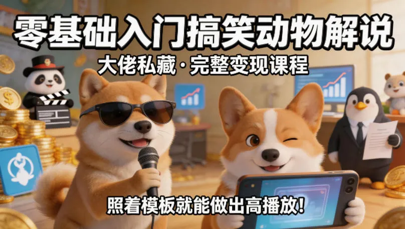 零基础入门搞笑动物解说，大佬私藏完整变现课程，照着模板就能做出高播放mc69.cn - 副业项目分享,互联网学习资源,考公考研资料,虚拟资料与创业思路天璇笔记网