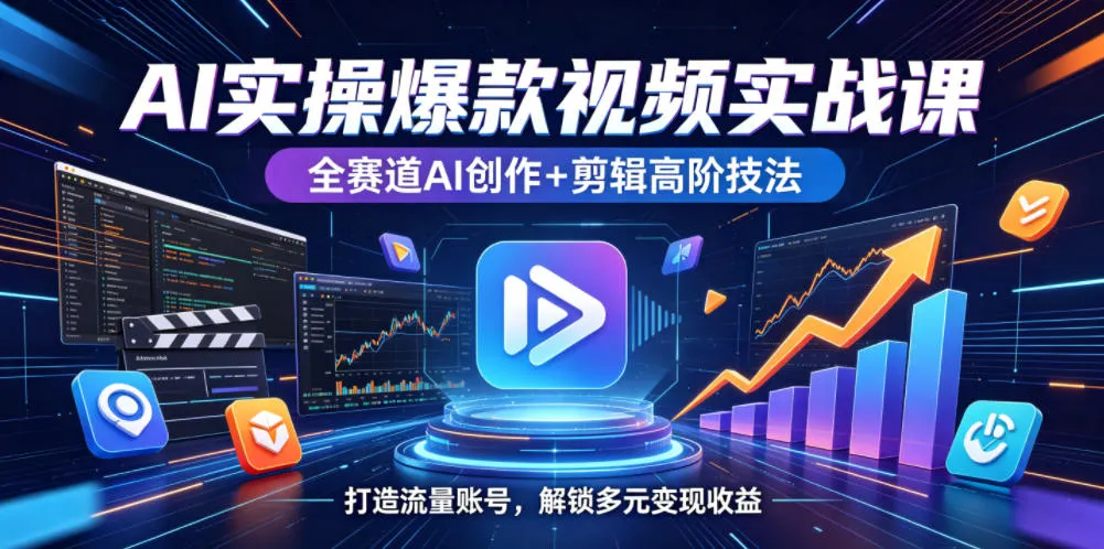 AI实操爆款视频实战课，全赛道AI创作+剪辑高阶技法，打造流量账号，解锁多元变现收益mc69.cn - 副业项目分享,互联网学习资源,考公考研资料,虚拟资料与创业思路天璇笔记网