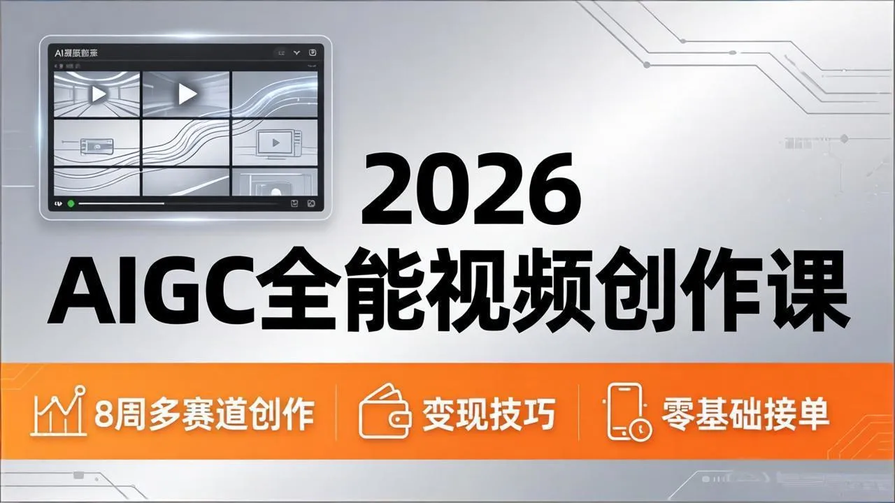 2026AIGC全能视频创作课，8周吃透多赛道创作+变现，零基础也能高效出片接单mc69.cn - 副业项目分享,互联网学习资源,考公考研资料,虚拟资料与创业思路天璇笔记网