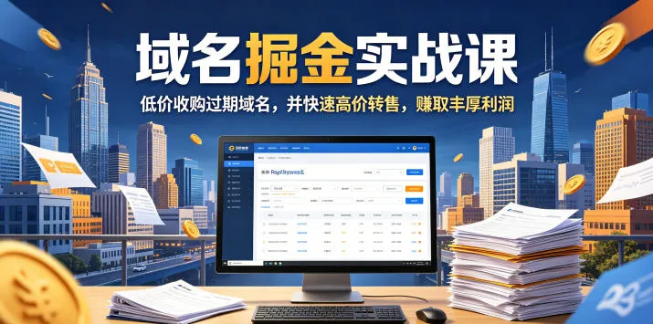 域名交易掘金实战课，低价收购过期域名，并快速高价转售，賺取丰厚利润【原创双语字幕】mc69.cn - 副业项目分享,互联网学习资源,考公考研资料,虚拟资料与创业思路天璇笔记网