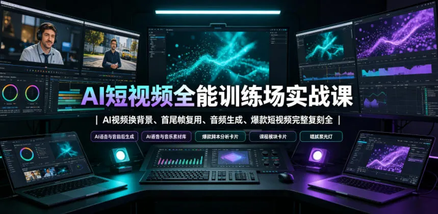 AI短视频全能训练场实战课｜AI视频换背景、首尾帧复用、音频生成、爆款短视频完整复刻全套实操教学mc69.cn - 副业项目分享,互联网学习资源,考公考研资料,虚拟资料与创业思路天璇笔记网