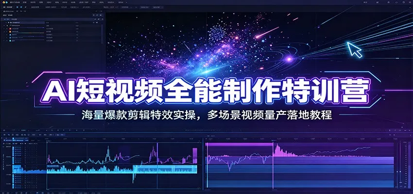 AI短视频全能制作特训营：海量爆款剪辑特效实操，多场景视频量产落地教程mc69.cn - 副业项目分享,互联网学习资源,考公考研资料,虚拟资料与创业思路天璇笔记网