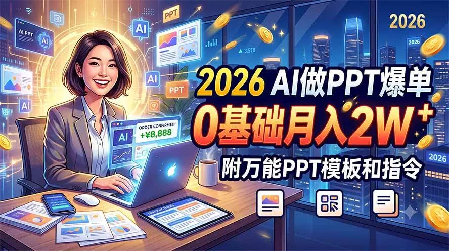 （19284期）2026 AI做PPT爆单，0基础月入2W，附万能PPT模板和指令mc69.cn - 副业项目分享,互联网学习资源,考公考研资料,虚拟资料与创业思路天璇笔记网