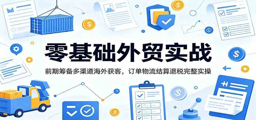 零基础外贸实战:前期筹备多渠道海外获客,订单物流结算退税完整实操 零基础外贸实战:前期筹备多渠道海外获客,订单物流结算退税完整实操