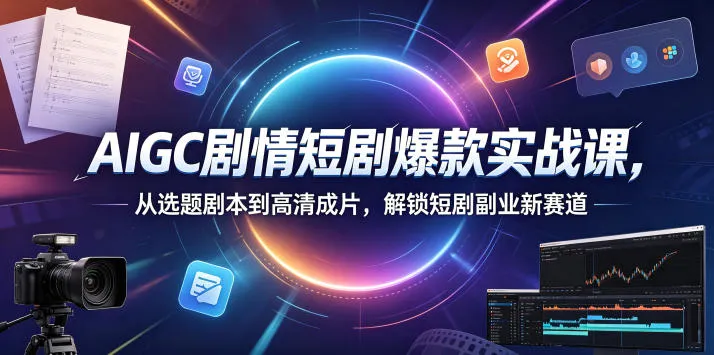 AIGC剧情短剧爆款实战课，从选题剧本到高清成片，解锁短剧副业新赛道mc69.cn - 副业项目分享,互联网学习资源,考公考研资料,虚拟资料与创业思路天璇笔记网
