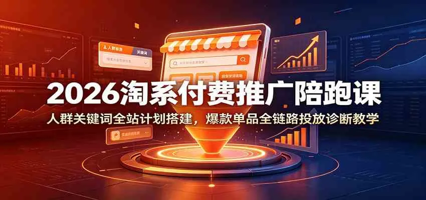 2026淘系付费推广陪跑课:人群关键词全站计划搭建,爆款单品全链路投放诊断教学 2026淘系付费推广陪跑课:人群关键词全站计划搭建,爆款单品全链路投放诊断教学