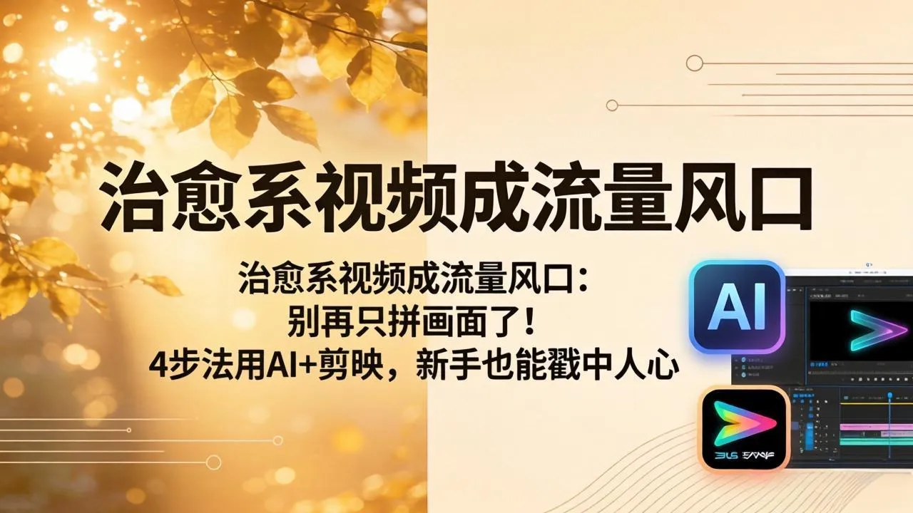 治愈系视频成流量风口：别再只拼画面了！4步法用AI+剪映，新手也能戳中人心mc69.cn - 副业项目分享,互联网学习资源,考公考研资料,虚拟资料与创业思路天璇笔记网
