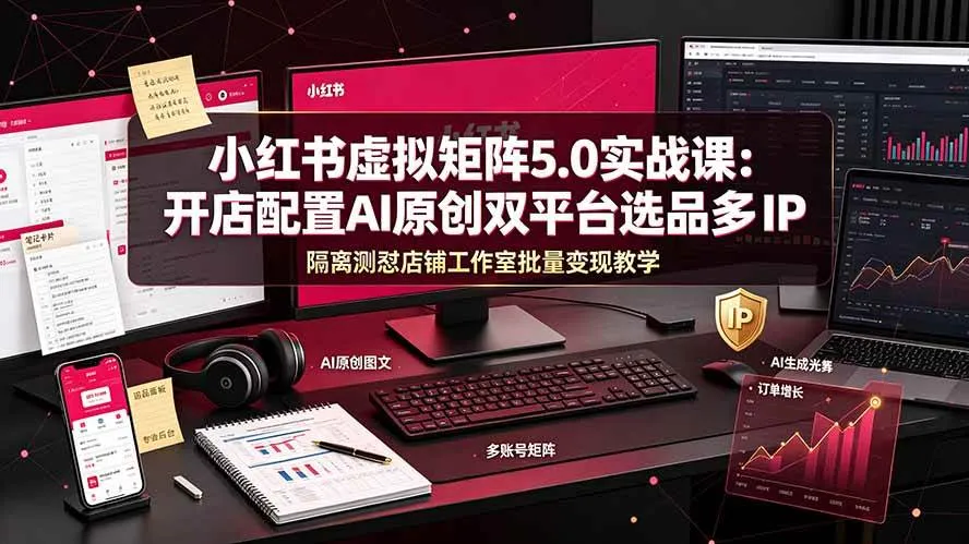 （19521期）小红书虚拟矩阵5.0实战课：开店配置｜AI原创｜双平台选品｜多IP隔离｜测怼店铺工作室批量变现实操教学mc69.cn - 副业项目分享,互联网学习资源,考公考研资料,虚拟资料与创业思路天璇笔记网
