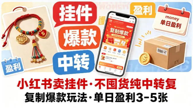 小红书卖挂件，不囤货纯中转复制爆款玩法，单日盈利3-5张mc69.cn - 副业项目分享,互联网学习资源,考公考研资料,虚拟资料与创业思路天璇笔记网