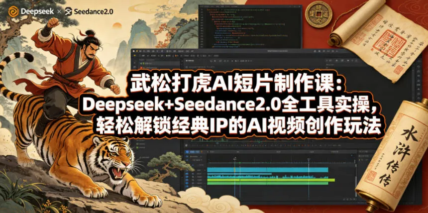 武松打虎AI短片制作课：Deepseek+Seedance2.0全工具实操，轻松解锁经典IP的AI视频创作玩法mc69.cn - 副业项目分享,互联网学习资源,考公考研资料,虚拟资料与创业思路天璇笔记网