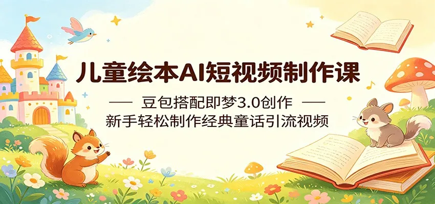 儿童绘本AI短视频制作课：豆包搭配即梦3.0创作，新手轻松制作经典童话引流视频mc69.cn - 副业项目分享,互联网学习资源,考公考研资料,虚拟资料与创业思路天璇笔记网