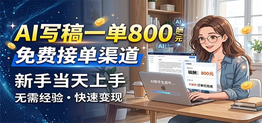 AI写稿一单800，免费接单渠道，一单一结几十到上千，新手当天上手mc69.cn - 副业项目分享,互联网学习资源,考公考研资料,虚拟资料与创业思路天璇笔记网
