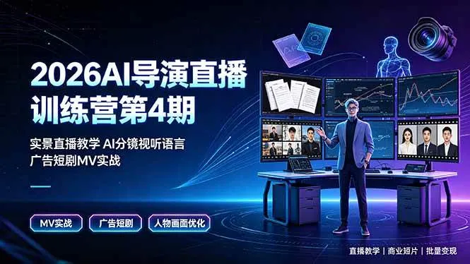 （19216期）2026AI导演直播训练营第4期，实景直播教学AI分镜视听语言，广告短剧MV实战，解决人物画面崩坏痛点mc69.cn - 副业项目分享,互联网学习资源,考公考研资料,虚拟资料与创业思路天璇笔记网