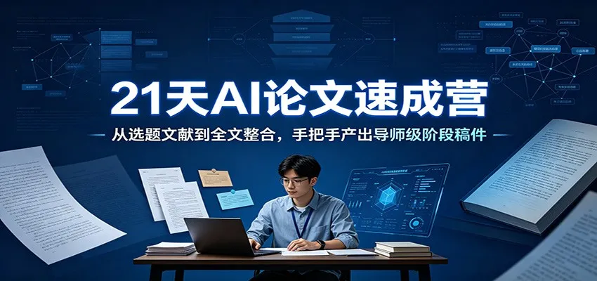 21天AI论文速成营：从选题文献到全文整合，手把手产出导师级阶段稿件mc69.cn - 副业项目分享,互联网学习资源,考公考研资料,虚拟资料与创业思路天璇笔记网