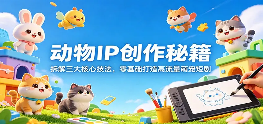 动物IP创作秘籍：拆解三大核心技法，零基础打造高流量萌宠短剧mc69.cn - 副业项目分享,互联网学习资源,考公考研资料,虚拟资料与创业思路天璇笔记网